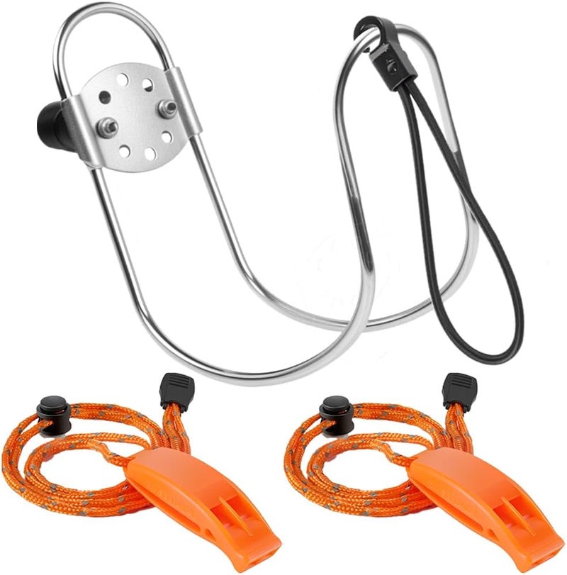 katikies Stainless Steel Life Ring Buoys Holder and Safety Emergency Whistles Kit Horseshoe Bracket Plastic Mount Well - Image 1